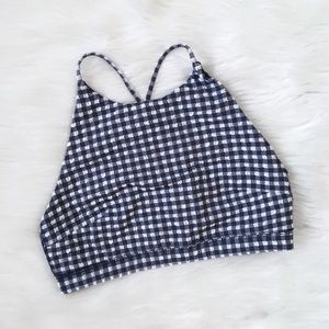 J. Crew Blue Seersuckered Halter Neck Sports Bra